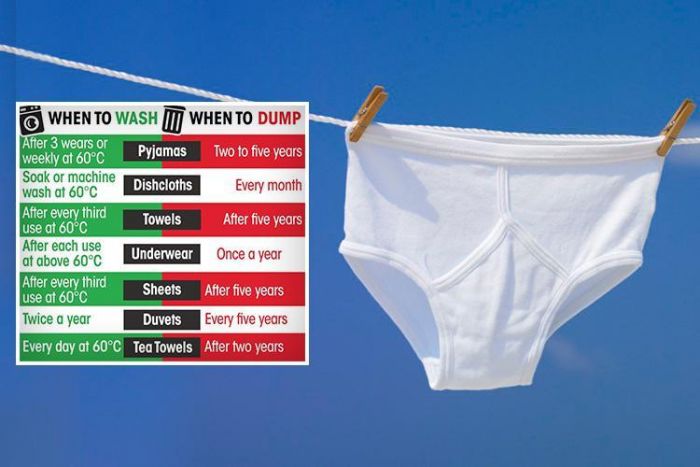 Underwear should be binned after a year for hygiene reasons, say domestic gurus