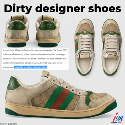 designer shoes that look dirty