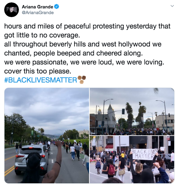 Ariana Grande joining protesters in LA yesterday.