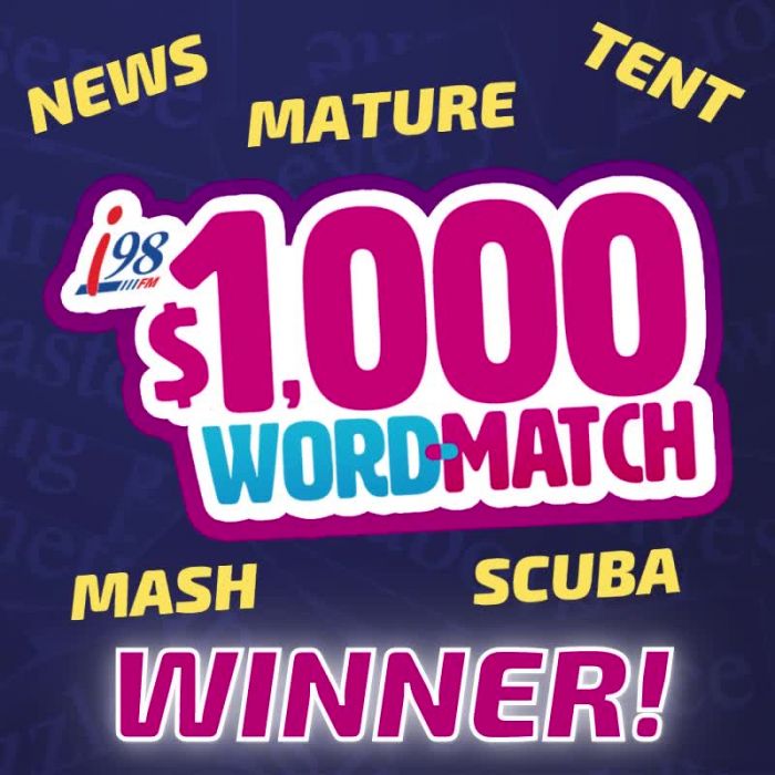 We had another Word Match winner this morning,...
