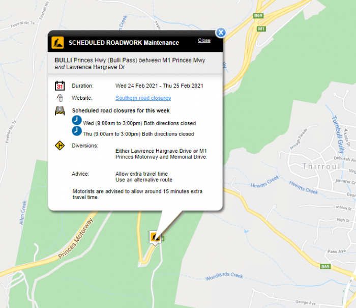 Bulli Pass to close today